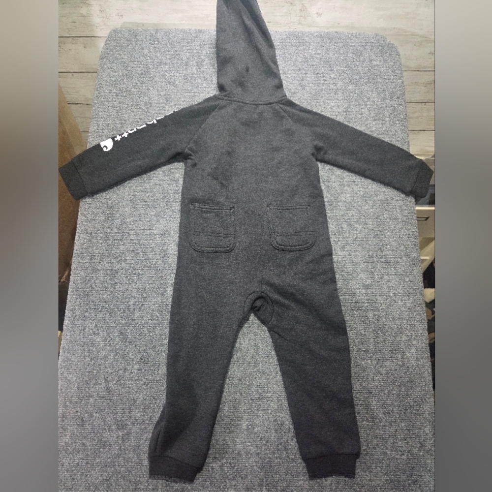 Carhartt Baby 24M Hooded Zip Up Romper Gray Logo Sleeve One Piece - Picture 9 of 11